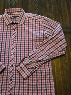 Jared Lang After Hours Men’s Shirt Slim Fit Check Long Sleeve Button Down L G809